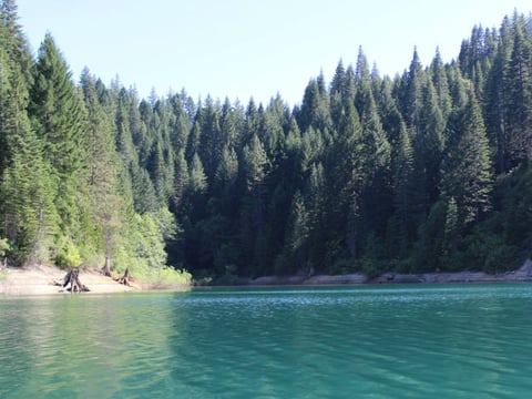 Sly Creek Reservoir is in the southern part of the Plumas National Forest. 